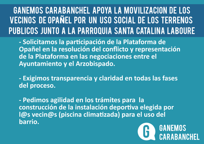Ganemos Carabanchel - Comunicado apoyo a Plataforma de Opañel